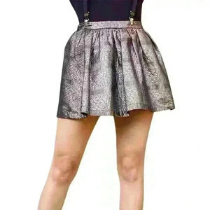 Topshop Womens  Gold Black Mini Skirt Sz2 Metallic Bubble Club Night Out Y2K